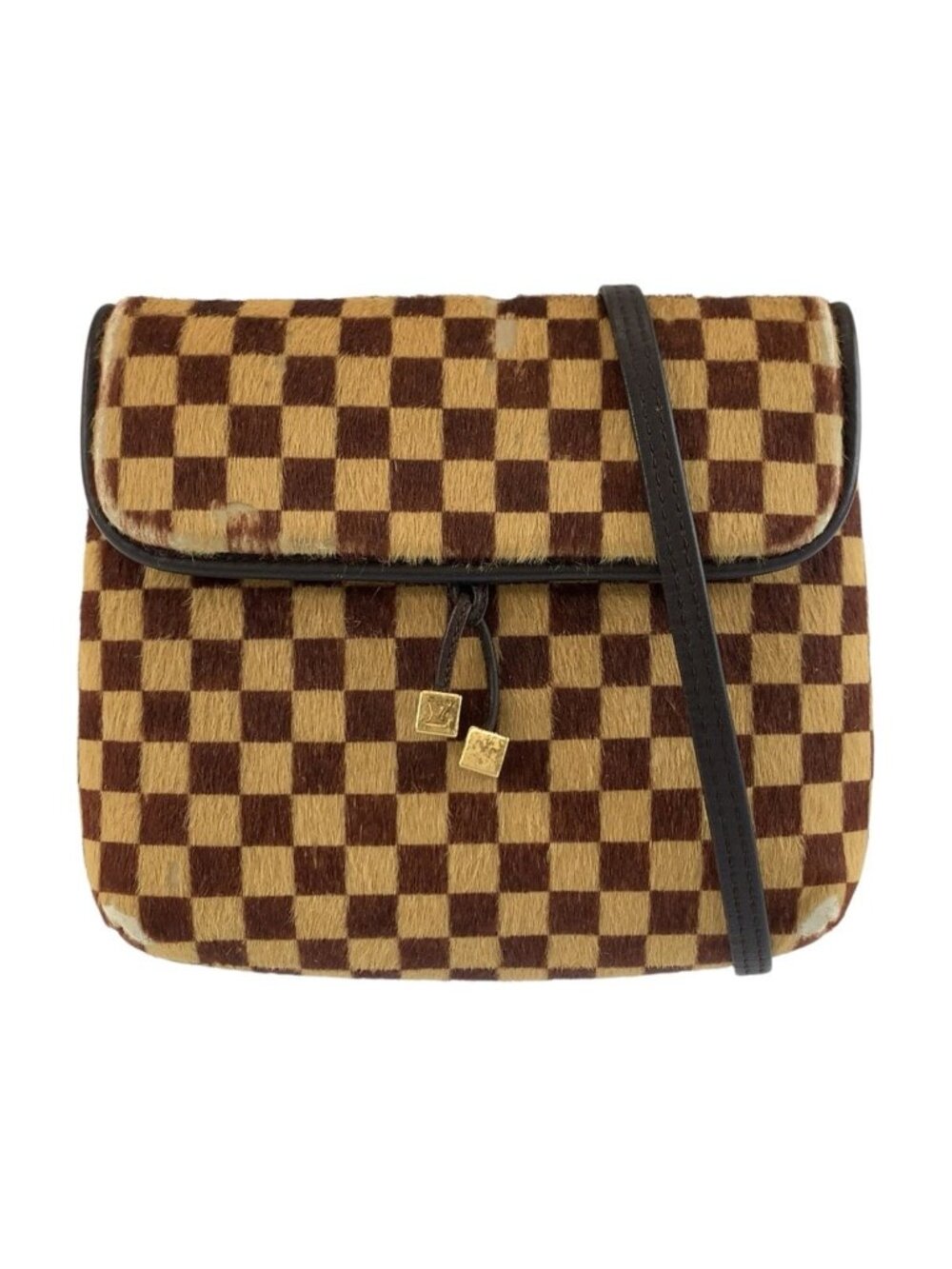 Louis Vuitton Damier Sauvage Gazelle Brown Calf Hair Leather Shoulder Bag